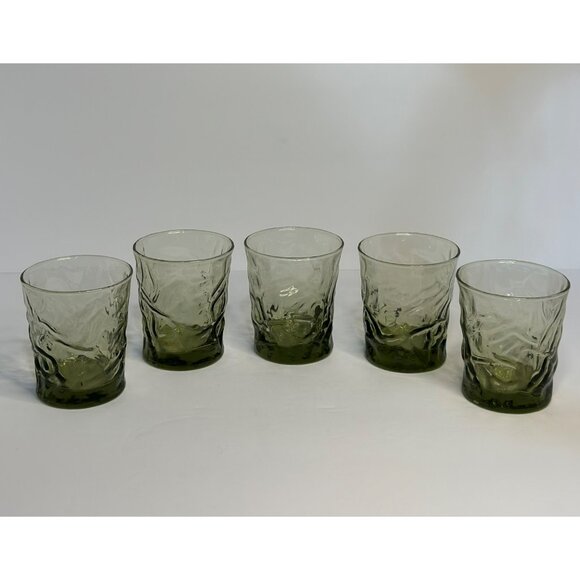 VTG Libbey Olive Aztec Drinking Glasses | Set of 5, 8 oz. MCM Barware Timeless - Picture 2 of 7